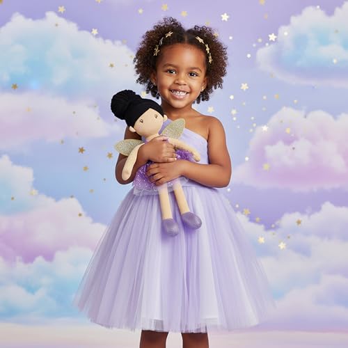 June Garden 18" Ballerina Plush Doll Rosalie - Soft Pink Hair Doll in Floral Dress & Tulle Skirt with Ballet Shoes - Gift for Girls & Toddlers