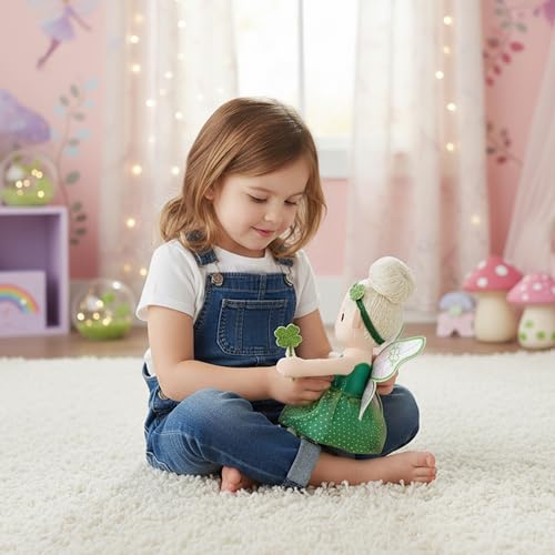 June Garden 18" Ballerina Plush Doll Rosalie - Soft Pink Hair Doll in Floral Dress & Tulle Skirt with Ballet Shoes - Gift for Girls & Toddlers