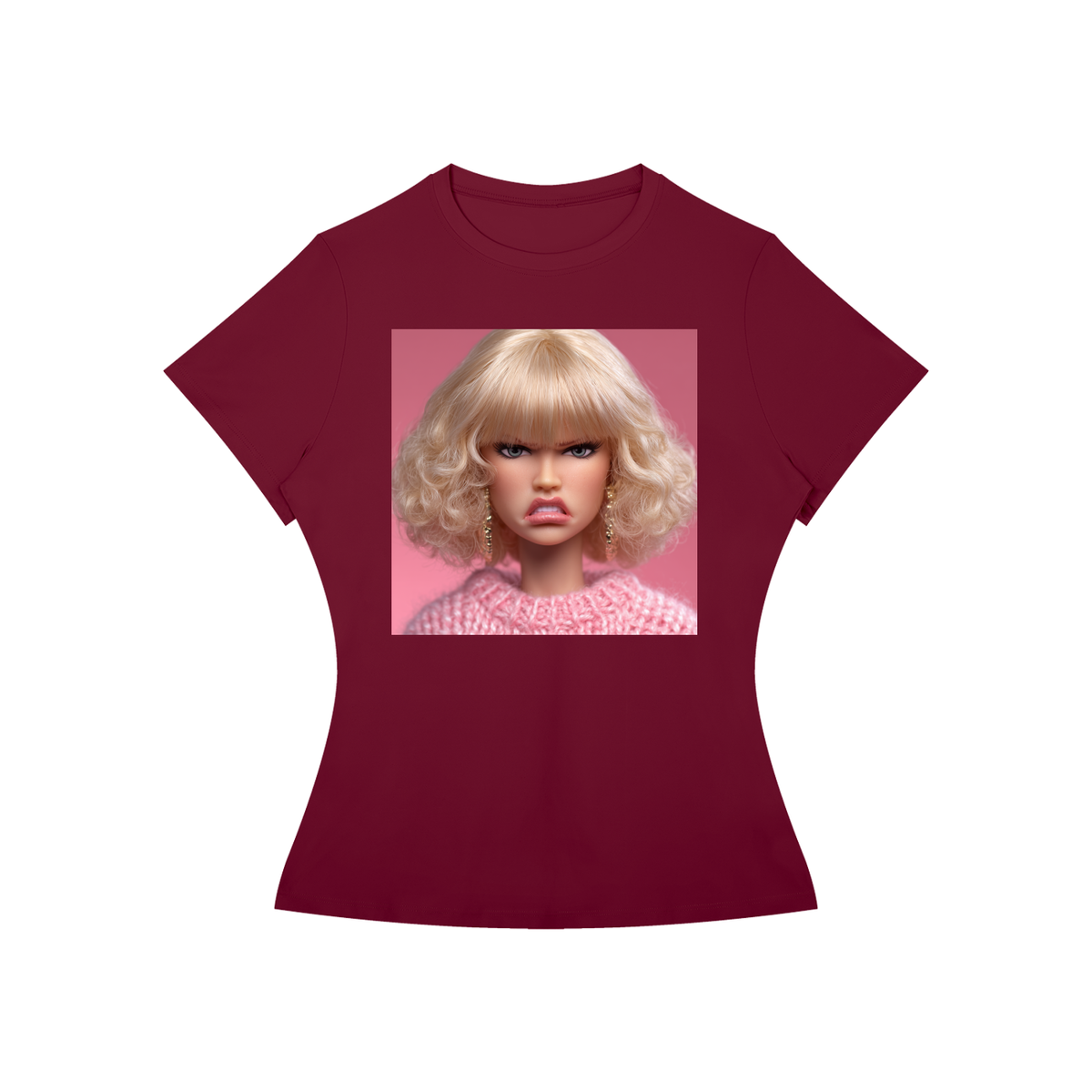 Funny Angry Barbie Doll Face Women’s Slim Fit Performance T-Shirt