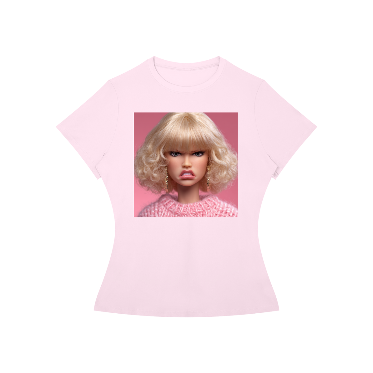 Funny Angry Barbie Doll Face Women’s Slim Fit Performance T-Shirt