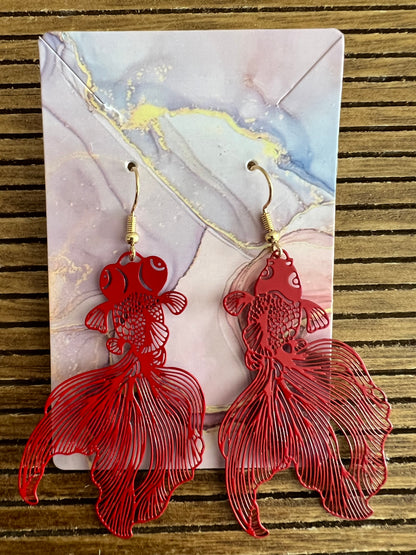 Koi Fish earrings in red