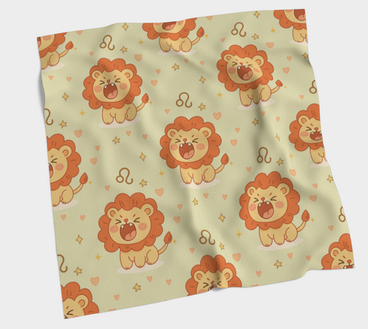Baby blanket with lion pattern on a light green background