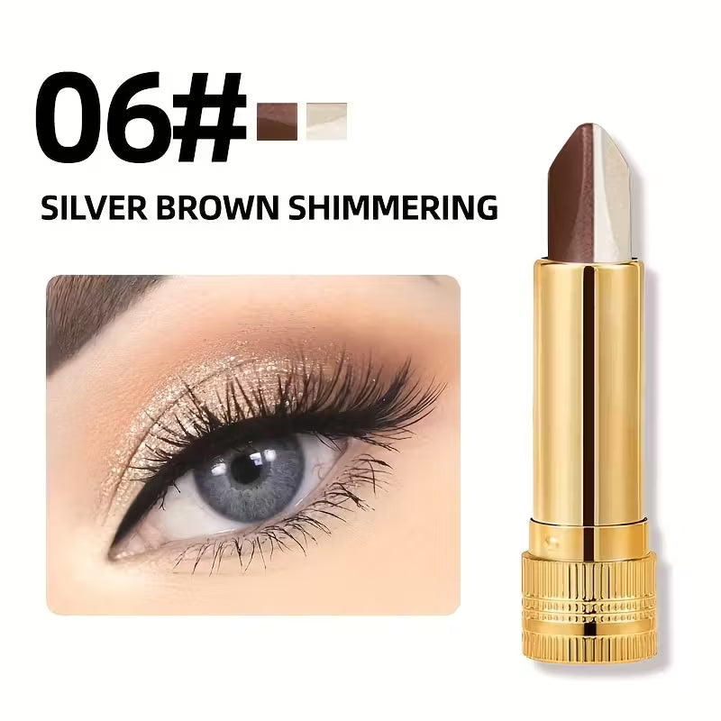 2-Color Eyeshadow Stick Durable Waterproof with Built-in Pearlescent Effect