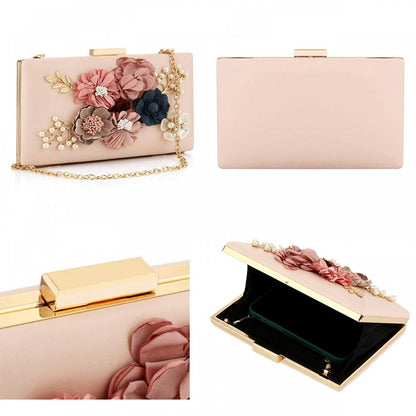 Floral Beaded Clutch Purse for Wedding Clear Crossbody Bag