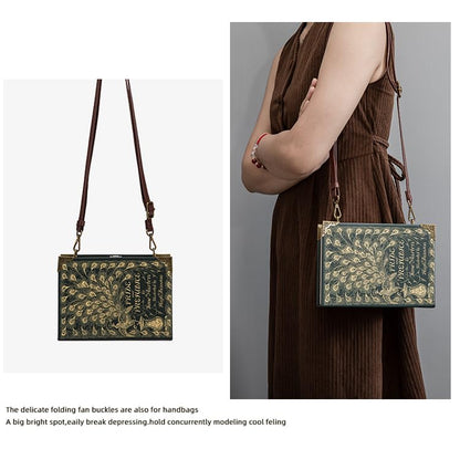 Classic Book Purse Vegan Leather Crossbody Bag for Women Book Lover Gift Clutch Handbag