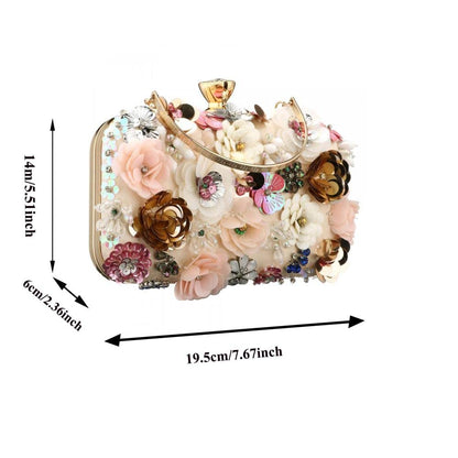 Floral Beaded Clutch Purse for Wedding Clear Crossbody Bag