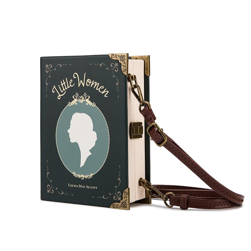 Classic Book Purse Vegan Leather Crossbody Bag for Women Book Lover Gift Clutch Handbag