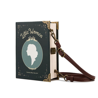 Classic Book Purse Vegan Leather Crossbody Bag for Women Book Lover Gift Clutch Handbag