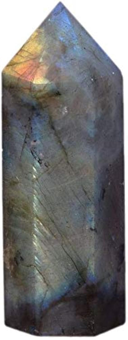 Angelstones Natural Smoky Quartz Gemstone Healing Crystal Hexagonal Pointed Reiki Chakra Faceted Prism Wand Carved Stone Figurine Home Decor