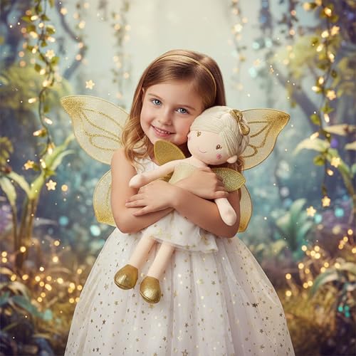 June Garden 18" Ballerina Plush Doll Rosalie - Soft Pink Hair Doll in Floral Dress & Tulle Skirt with Ballet Shoes - Gift for Girls & Toddlers