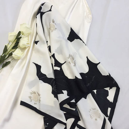35" Square Mulberry Silk Imitation Head Scarf for Women Satin Large Hair Scarves Neck Scarf