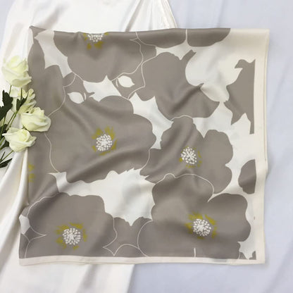 35" Square Mulberry Silk Imitation Head Scarf for Women Satin Large Hair Scarves Neck Scarf