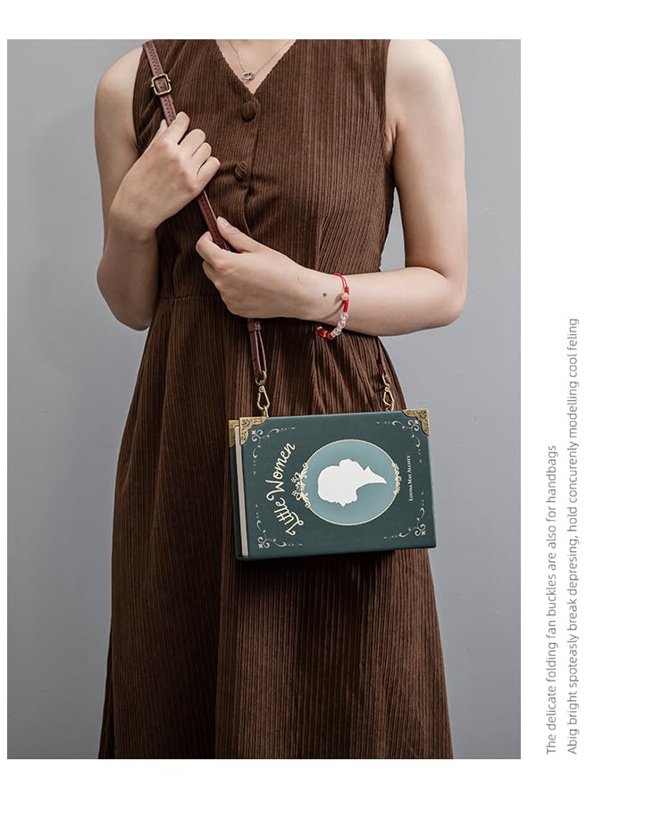 Classic Book Purse Vegan Leather Crossbody Bag for Women Book Lover Gift Clutch Handbag