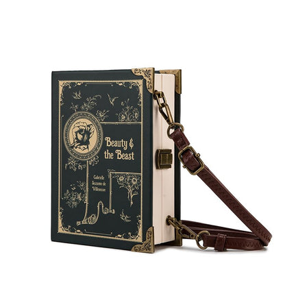 Classic Book Purse Vegan Leather Crossbody Bag for Women Book Lover Gift Clutch Handbag