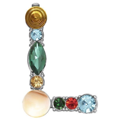 Initial Brooch A to Z 26 English Letters Plated Metal Stone Clear Colorful Crystal Lapel Pin Brooches Collar
