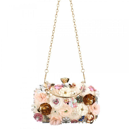 Floral Beaded Clutch Purse for Wedding Clear Crossbody Bag