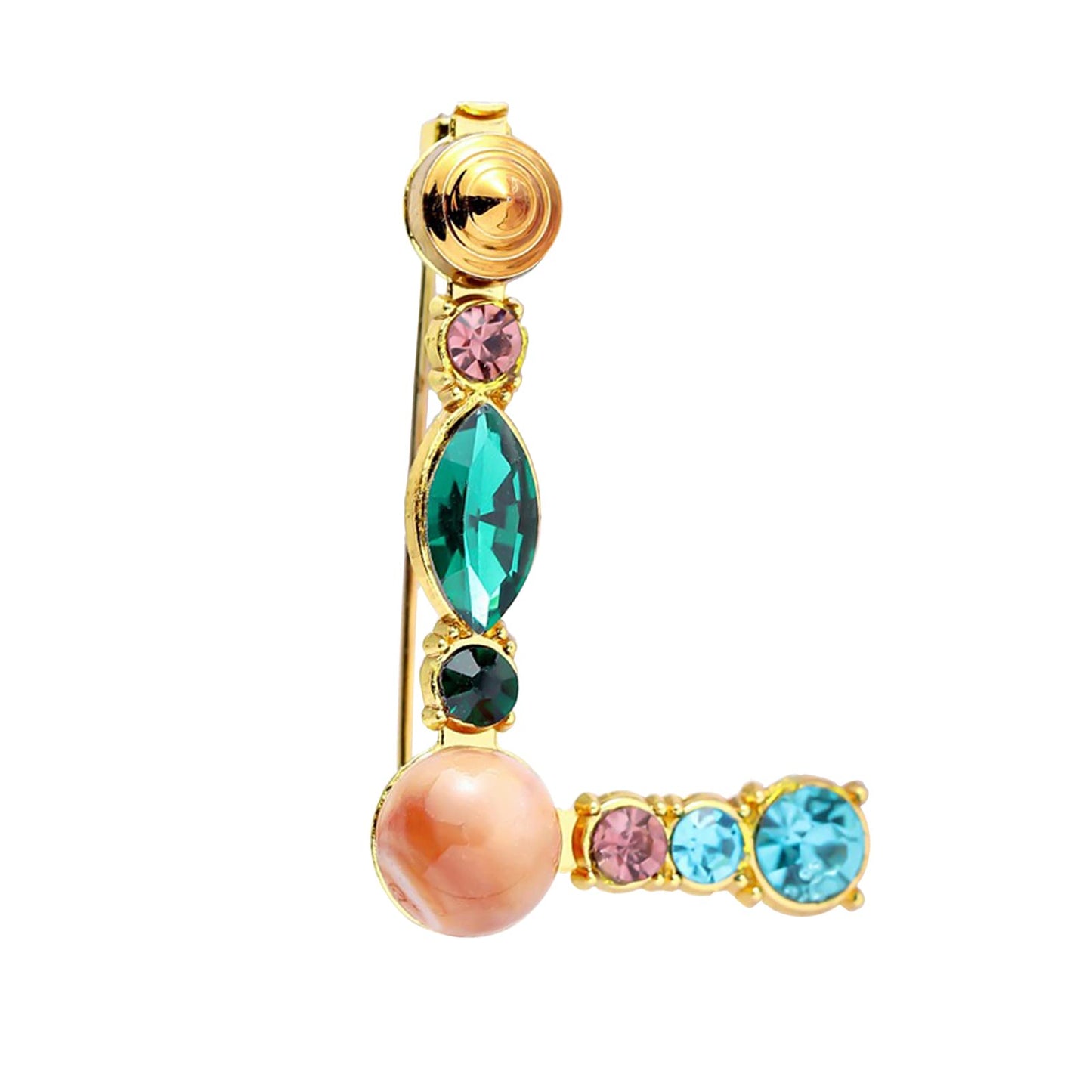 Initial Brooch Crystal Pearl Initial Brooch Gold Plated Enamel Colorful Letter Alphabet Breastpin Pin Jewelry for GIFTS