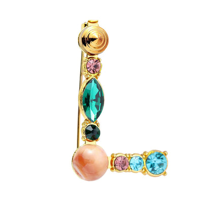 Initial Brooch Crystal Pearl Initial Brooch Gold Plated Enamel Colorful Letter Alphabet Breastpin Pin Jewelry for GIFTS