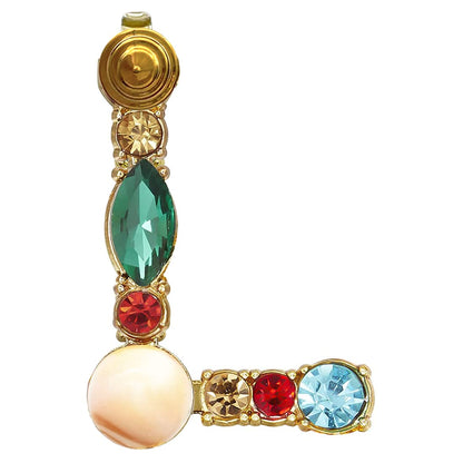 Initial Brooch A to Z 26 English Letters Plated Metal Stone Clear Colorful Crystal Lapel Pin Brooches Collar