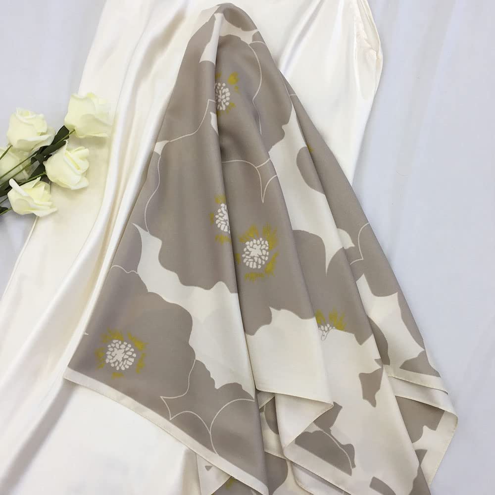 35" Square Mulberry Silk Imitation Head Scarf for Women Satin Large Hair Scarves Neck Scarf