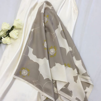 35" Square Mulberry Silk Imitation Head Scarf for Women Satin Large Hair Scarves Neck Scarf