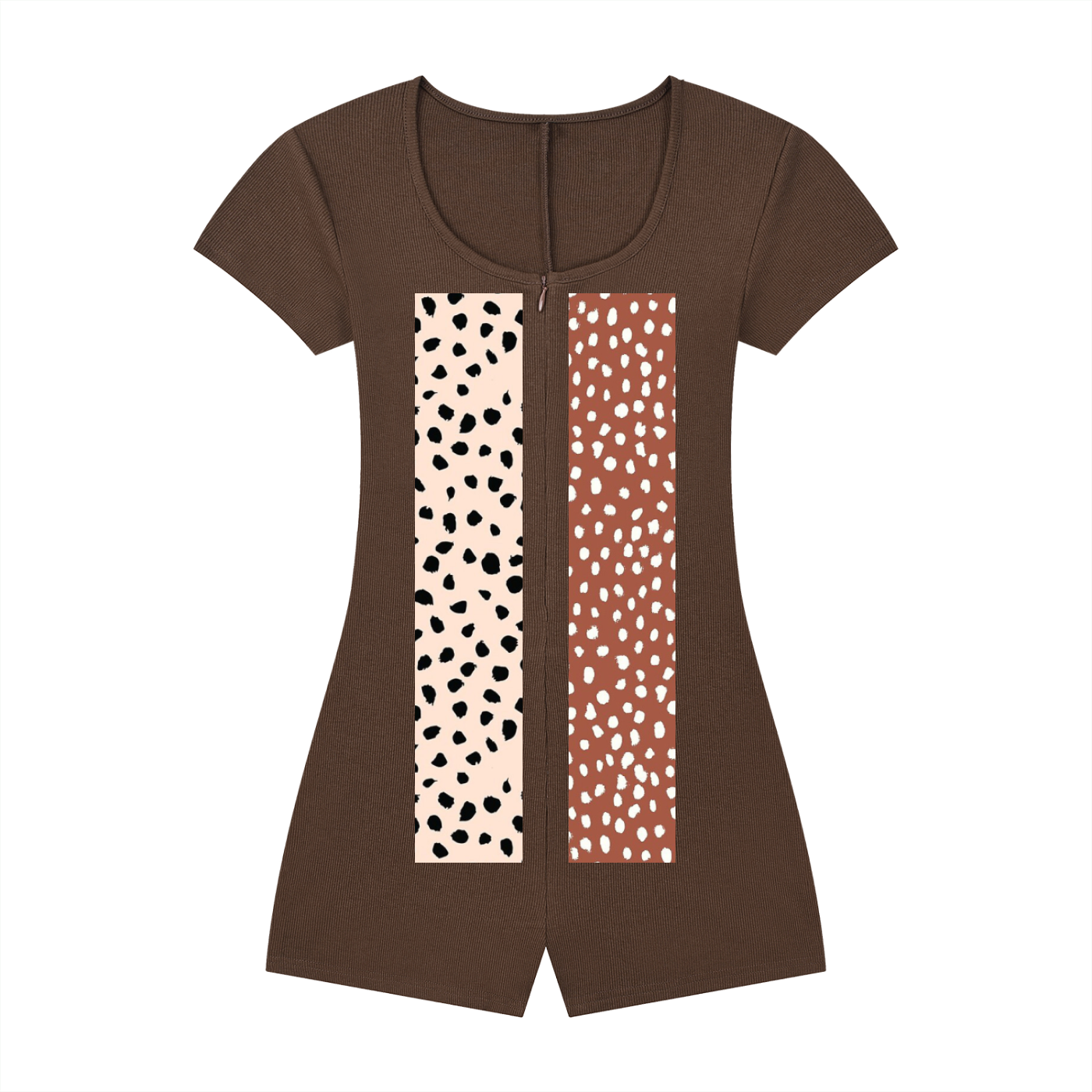 Women's Dual-Function Cape Tie-Waist Romper with Animal Dots Print