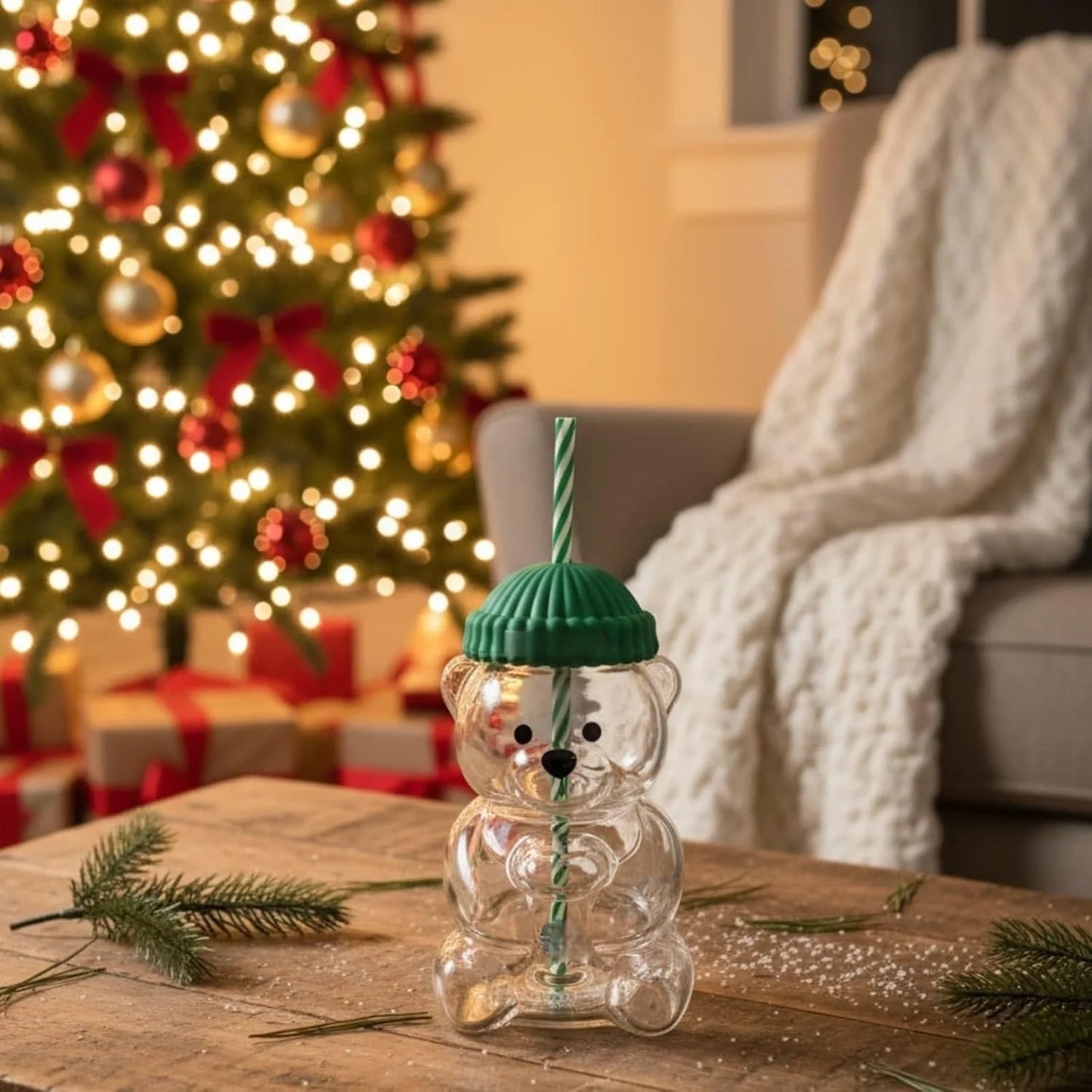 Bear Glass Cup with Straw Bearista 20oz Clear Bear Glass Sippy Cup PREORDER