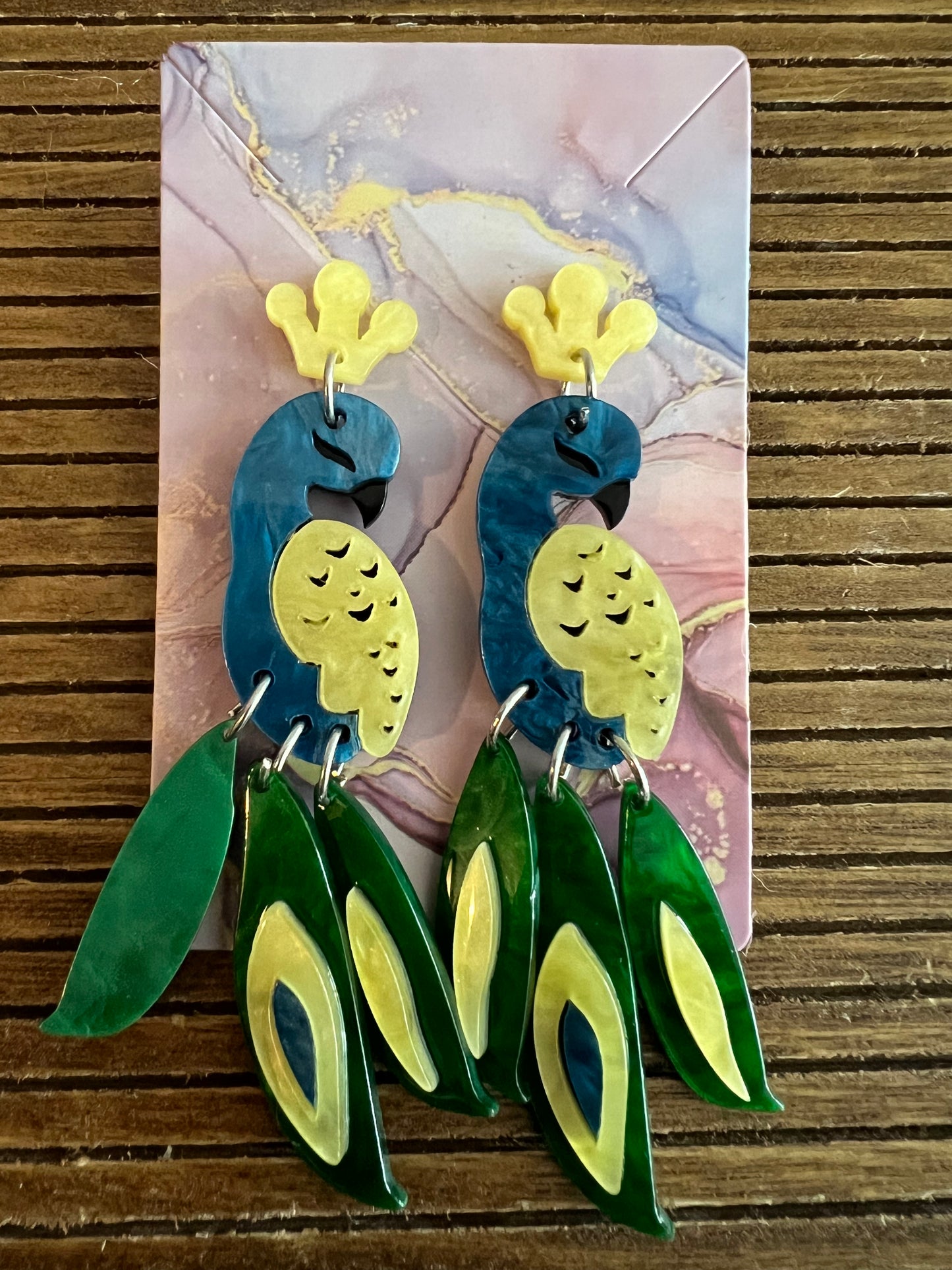 Mother-of-pearl Peacock Drop Earrings