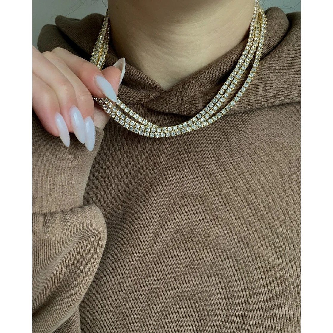 Karla Tennis Necklace White Diamonds 18K