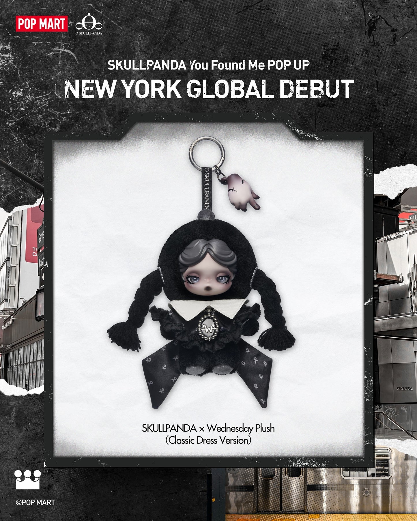 SKULLPANDA × Wednesday Addams Plush Pop Mart Authentic