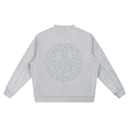 Unisex Essential Heavyweight Sweat Cardigan with Art Prints Smiley Face Green Gingham Heart