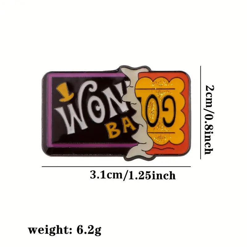 Wonka Chocolate Bar enamel pin with golden ticket