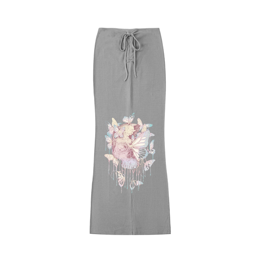 skull,butterflies,maxi skirt