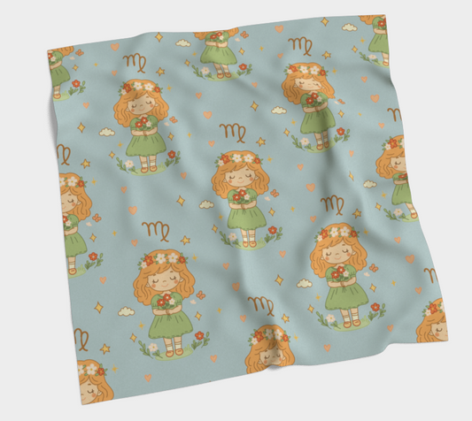 Fleece blanket with cartoon character pattern on a light blue background