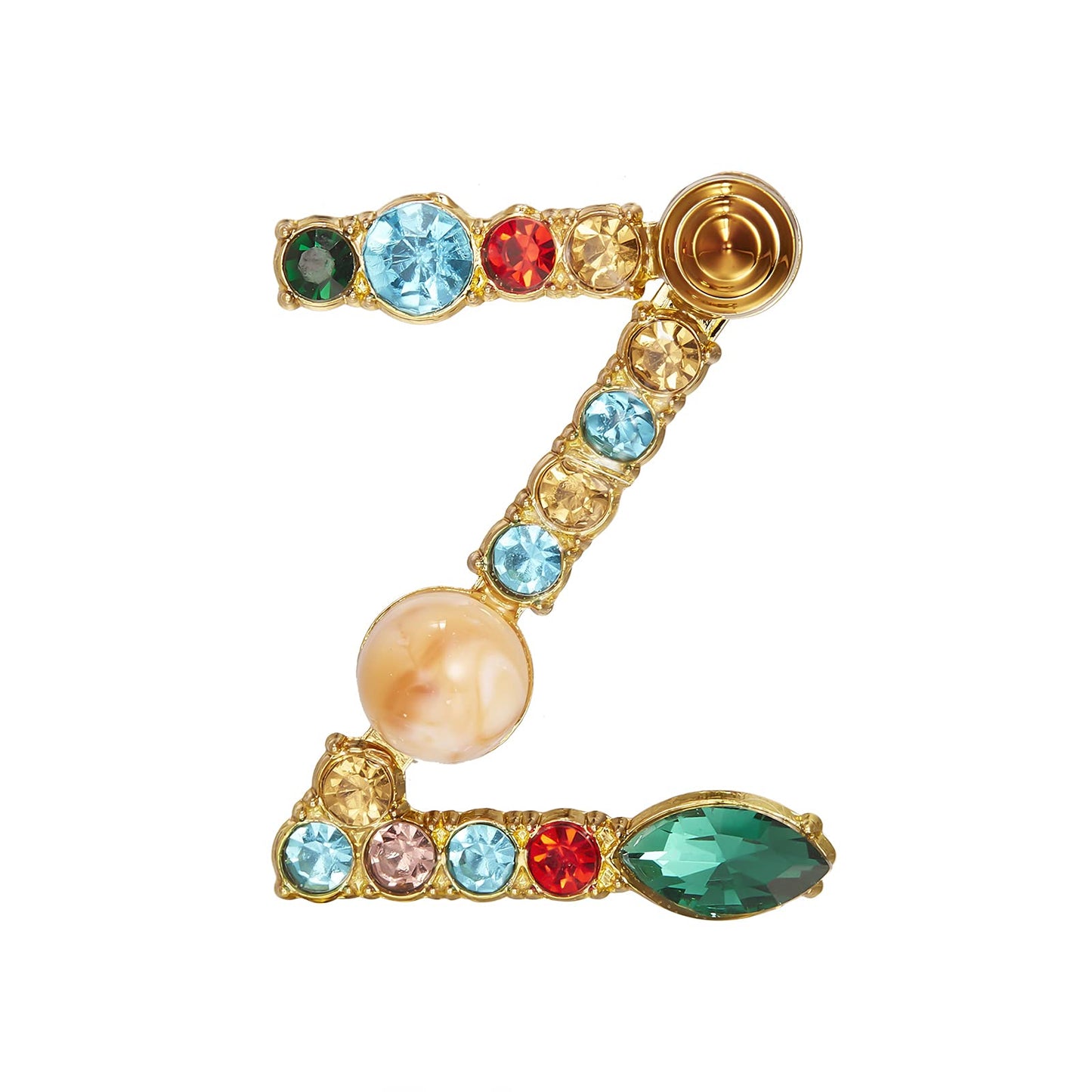 Initial Brooch Crystal Pearl Initial Brooch Gold Plated Enamel Colorful Letter Alphabet Breastpin Pin Jewelry for GIFTS