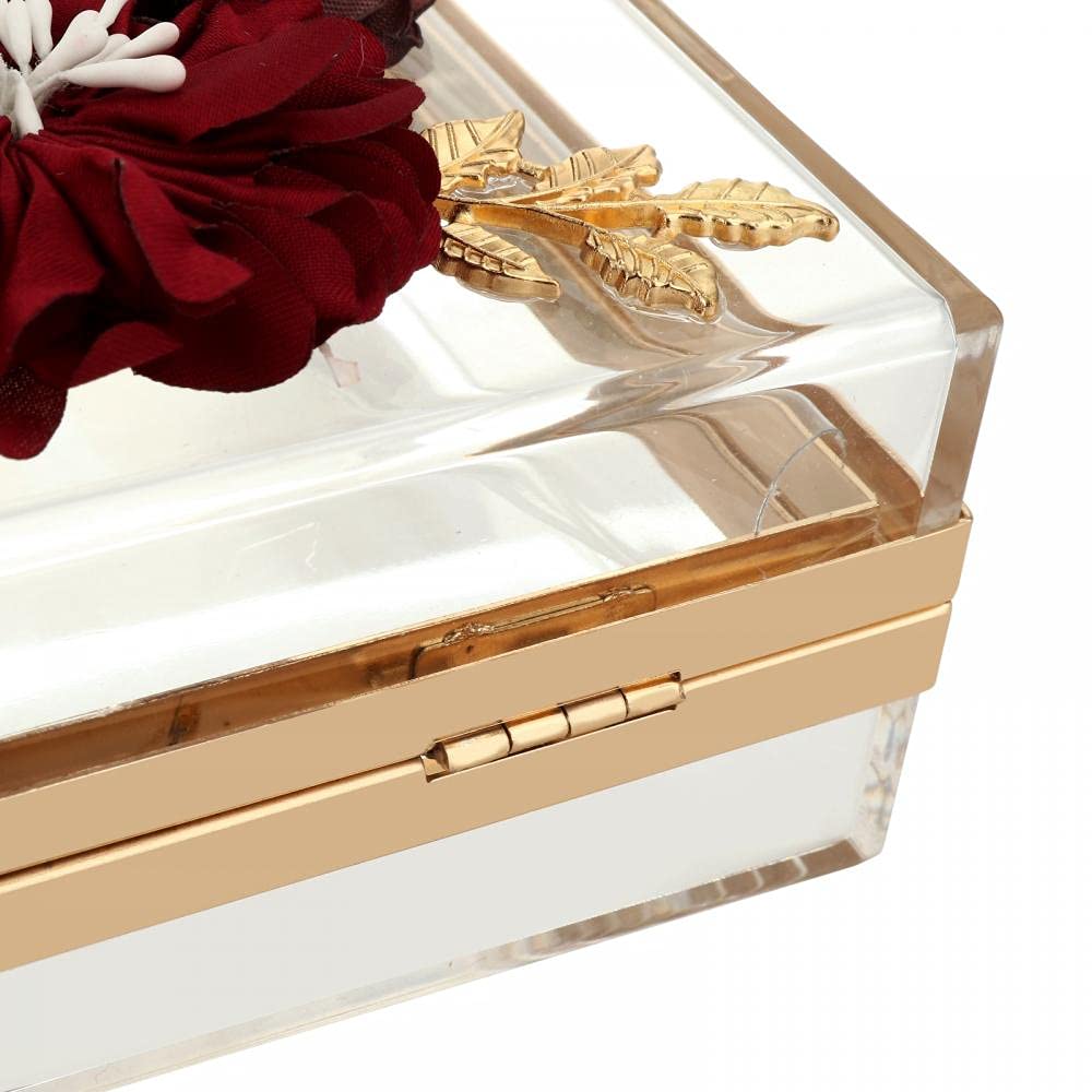 Floral Beaded Clutch Purse for Wedding Clear Crossbody Bag