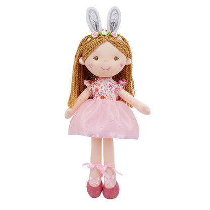 June Garden 18" Ballerina Plush Doll Rosalie - Soft Pink Hair Doll in Floral Dress & Tulle Skirt with Ballet Shoes - Gift for Girls & Toddlers