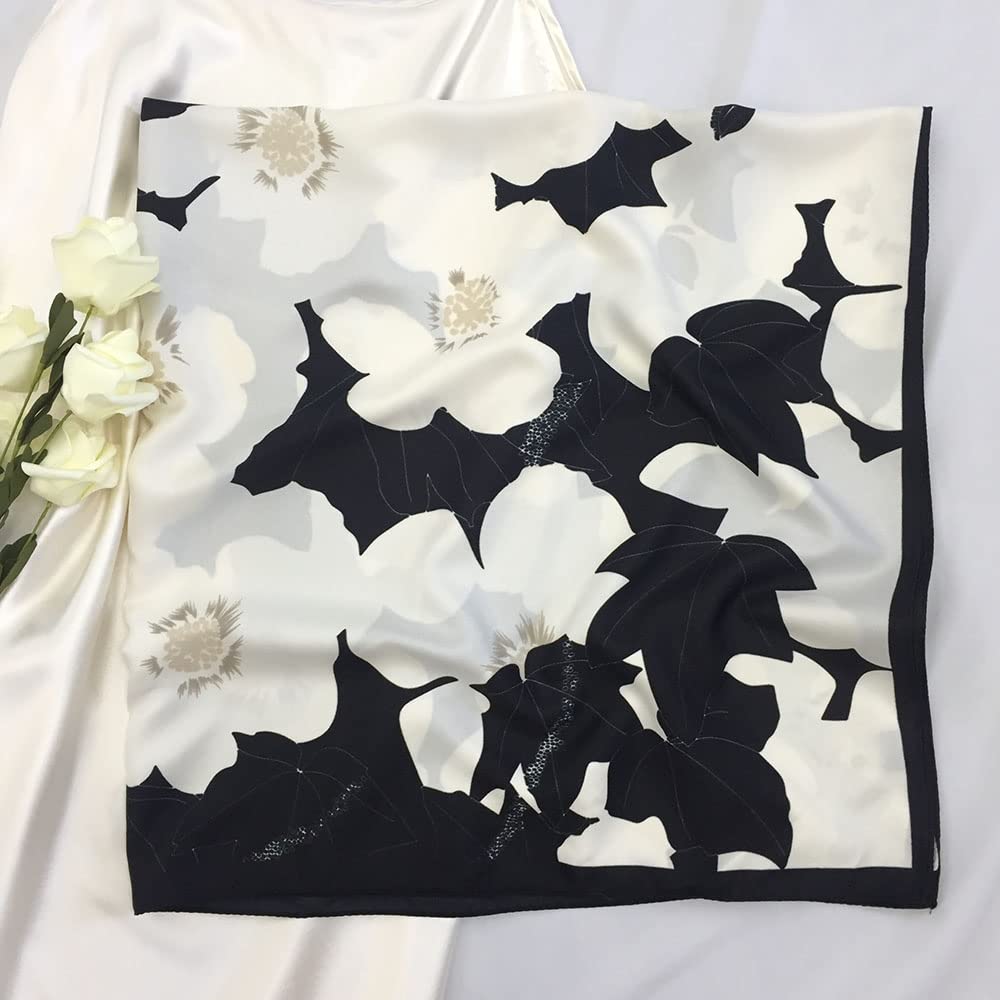 35" Square Mulberry Silk Imitation Head Scarf for Women Satin Large Hair Scarves Neck Scarf