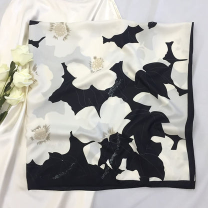 35" Square Mulberry Silk Imitation Head Scarf for Women Satin Large Hair Scarves Neck Scarf