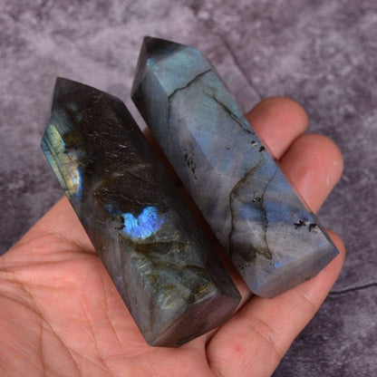 Angelstones Natural Smoky Quartz Gemstone Healing Crystal Hexagonal Pointed Reiki Chakra Faceted Prism Wand Carved Stone Figurine Home Decor