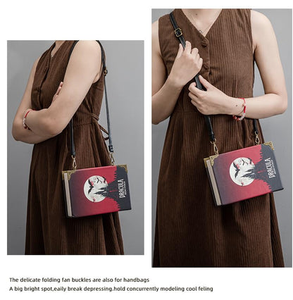 Classic Book Purse Vegan Leather Crossbody Bag for Women Book Lover Gift Clutch Handbag