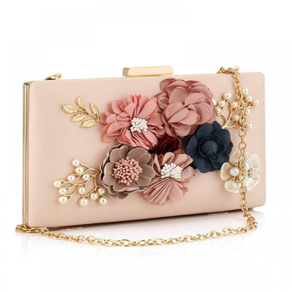 Floral Beaded Clutch Purse for Wedding Clear Crossbody Bag