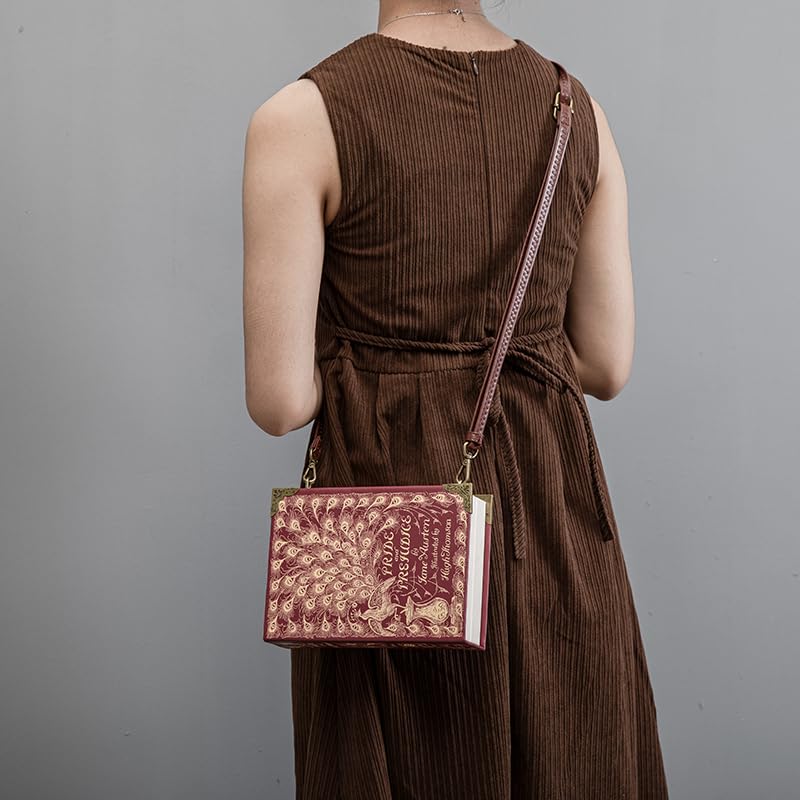 Classic Book Purse Vegan Leather Crossbody Bag for Women Book Lover Gift Clutch Handbag