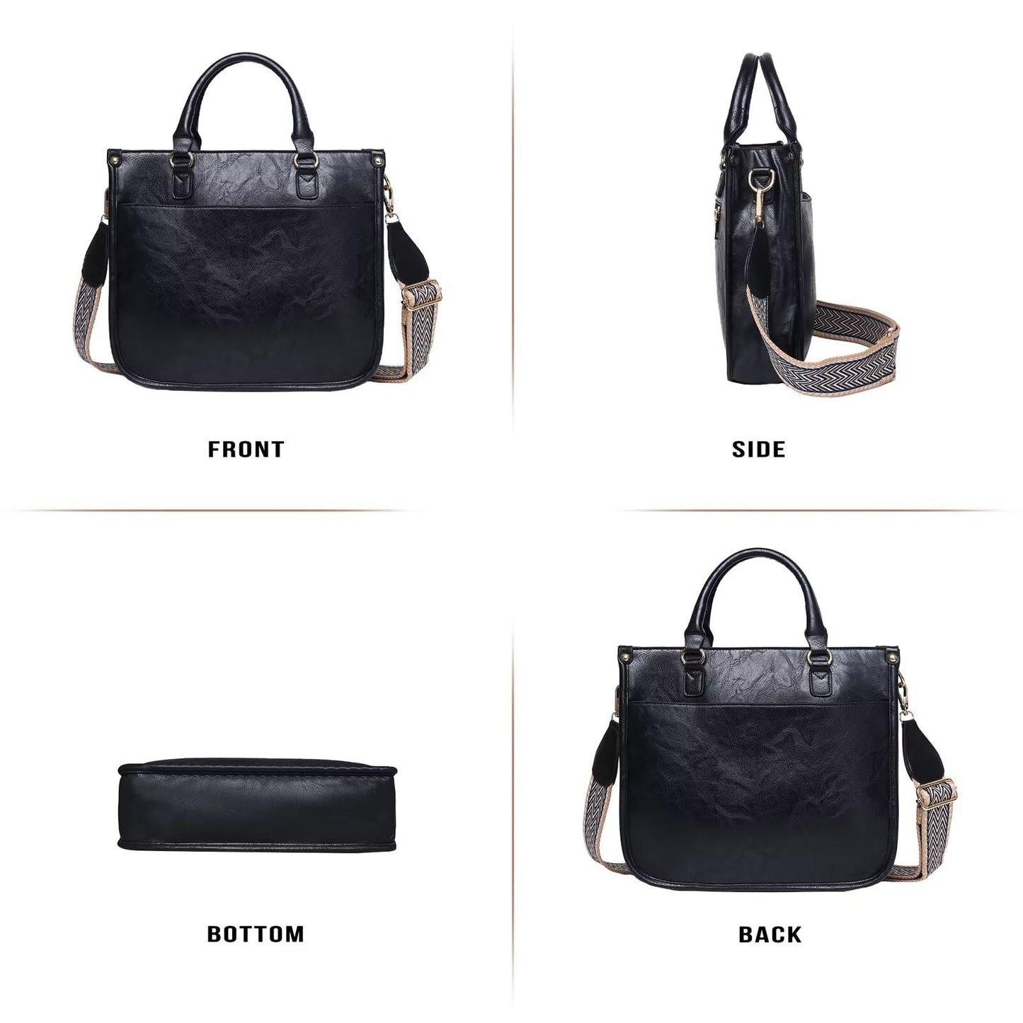 Crossbody Purse with Guitar Strap Zipped Pockets Handbag Shoulder Bag Vegan Leather Crossbody Bags for Women