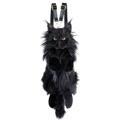 Chongker Cat Shaped Backpack - Handcrafted Stuffed Animals Plush Bag with Adjustable Shoulder, Crossbody, and Handbag Straps (MaineCoon Cat)