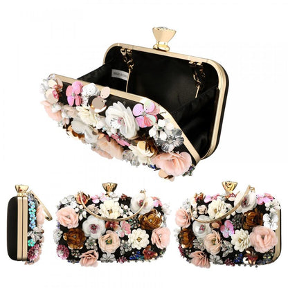 Floral Beaded Clutch Purse for Wedding Clear Crossbody Bag