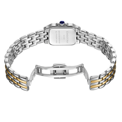 CHEETAH Gold Watches for Women with Small Vintage Bracelet, Rectangular Case Roman Dial