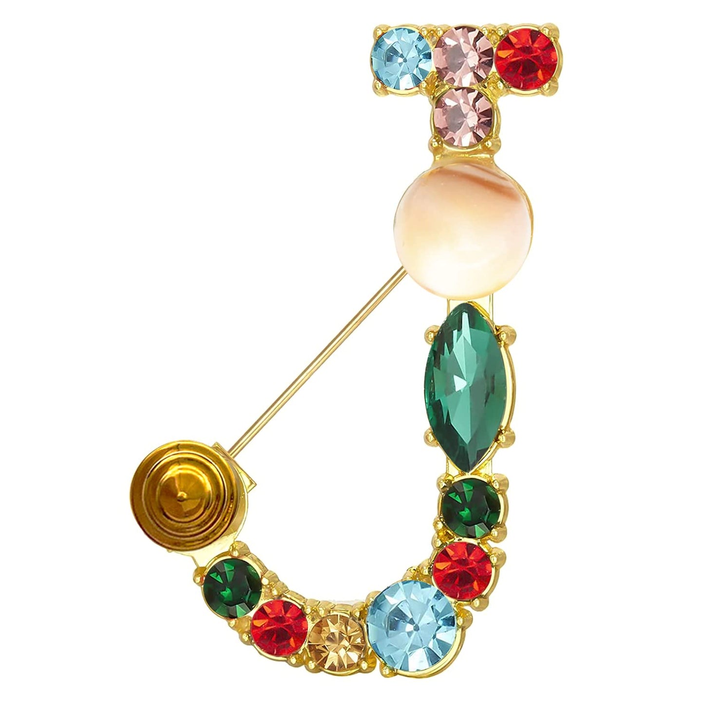 Initial Brooch A to Z 26 English Letters Plated Metal Stone Clear Colorful Crystal Lapel Pin Brooches Collar