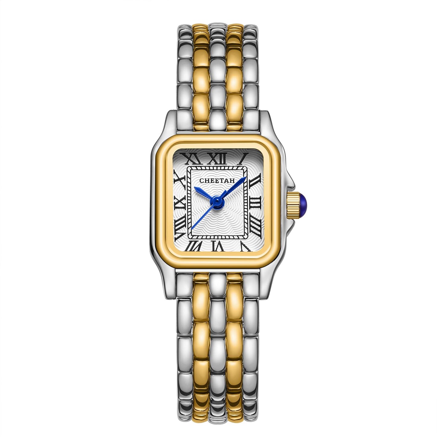 CHEETAH Gold Watches for Women with Small Vintage Bracelet, Rectangular Case Roman Dial