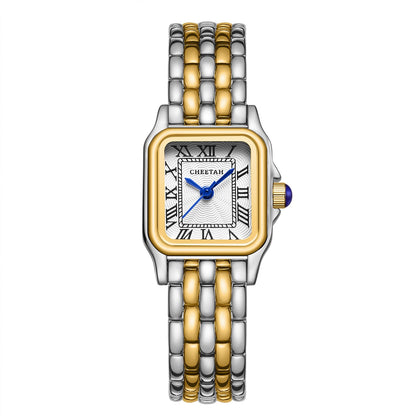 CHEETAH Gold Watches for Women with Small Vintage Bracelet, Rectangular Case Roman Dial